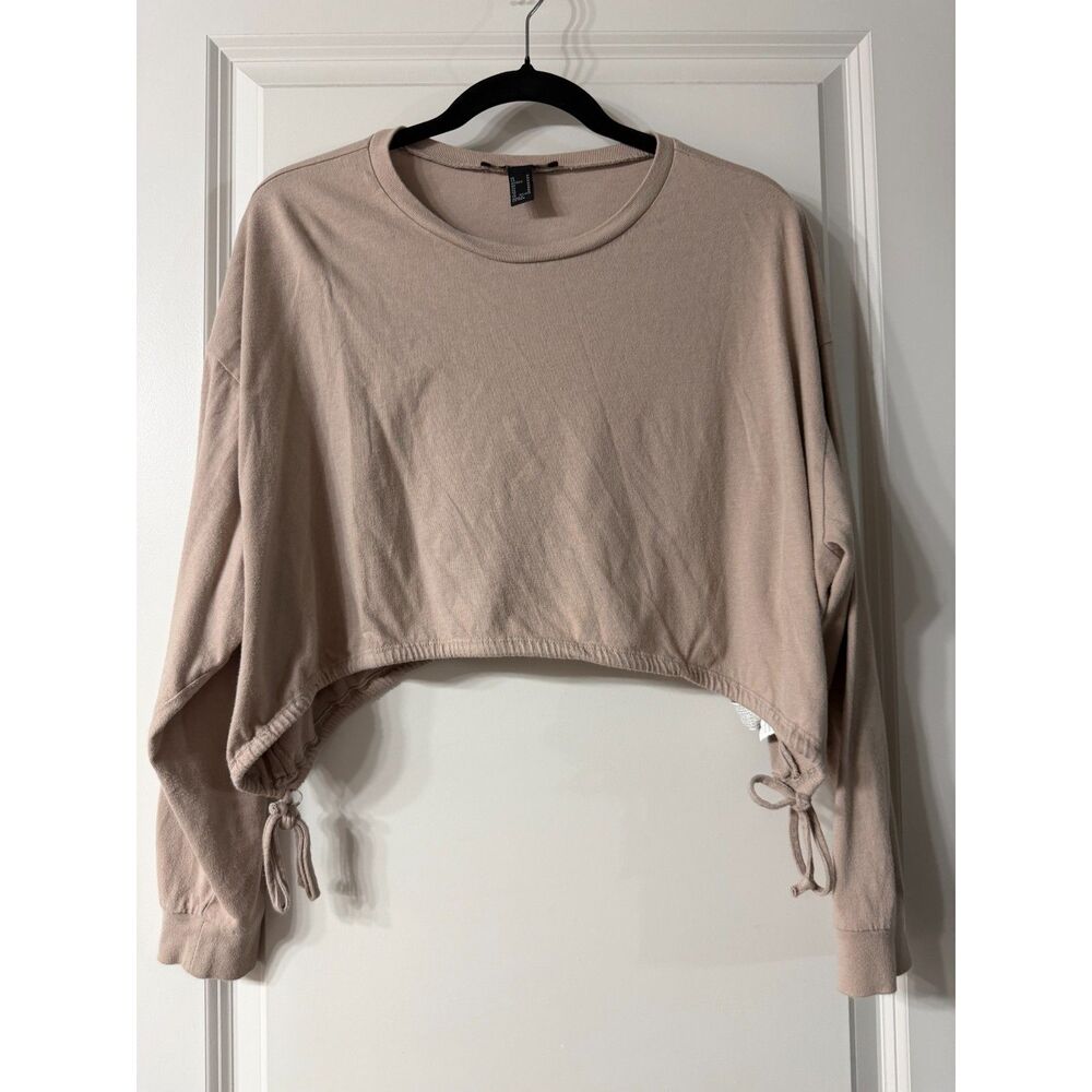 Tan Cropped Long Sleeve with Ties Size Medium